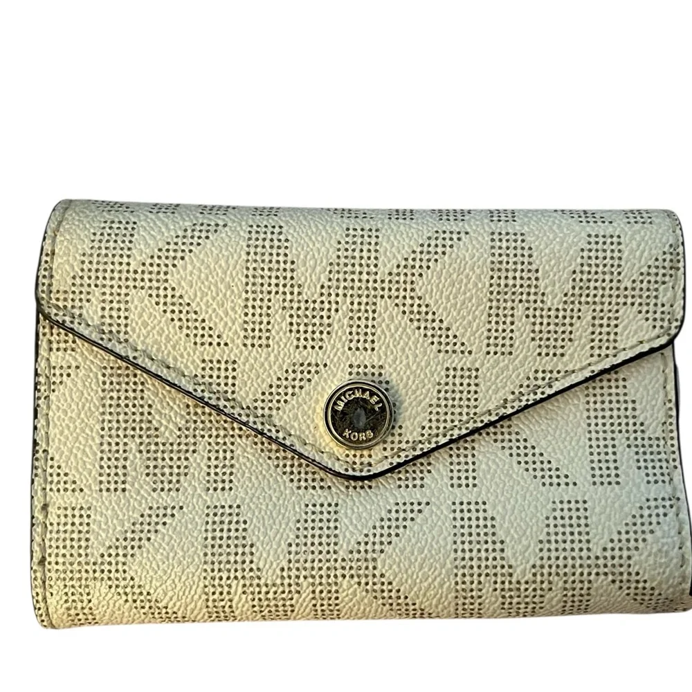 Michael Kors Cream Monogram mobile wristlet card case / wallet